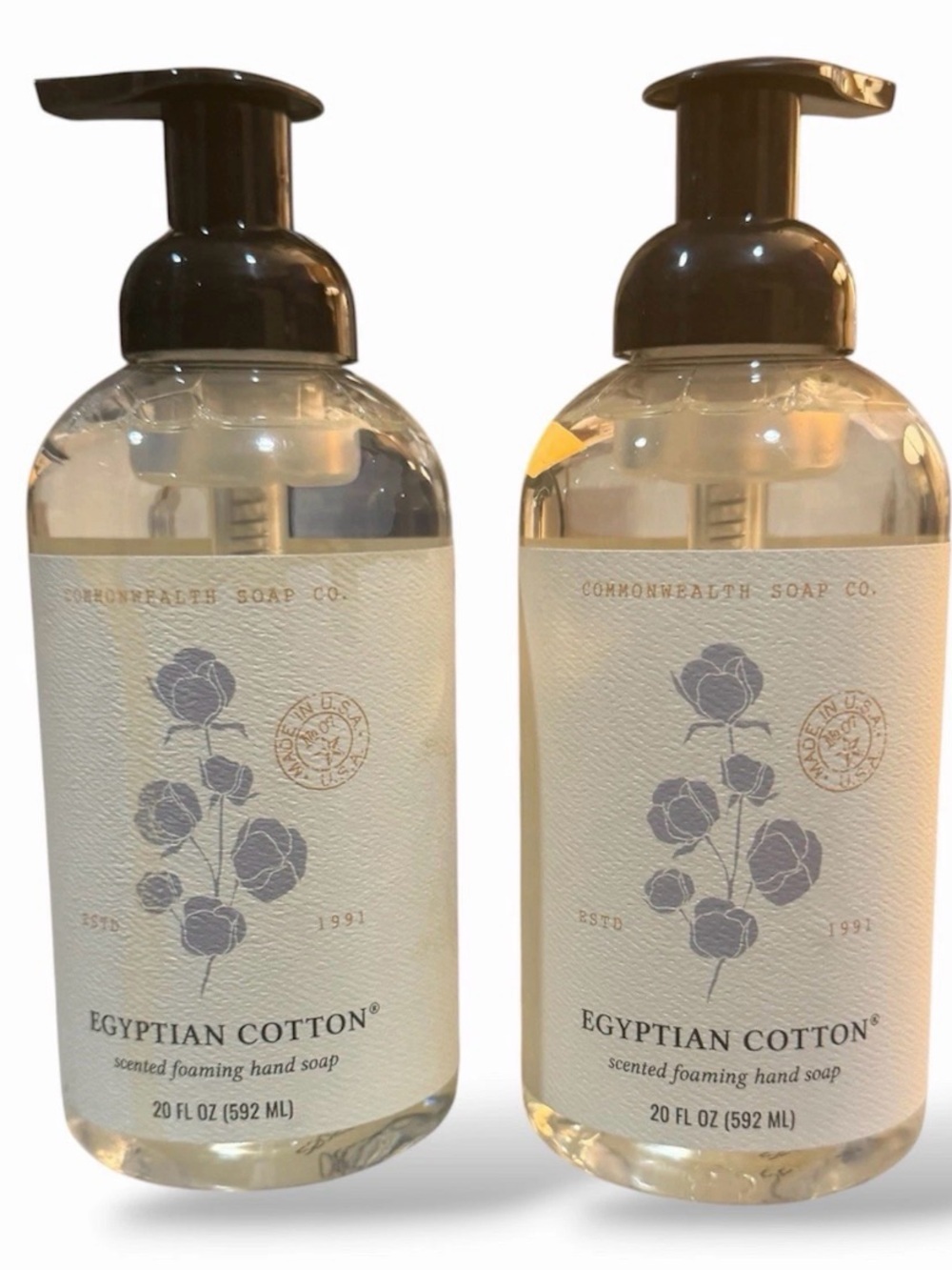 2 COMMONWEALTH SOAP CST EGYPTIAN COTTON w/ALOE Foaming Hand Wash 20oz See Desc